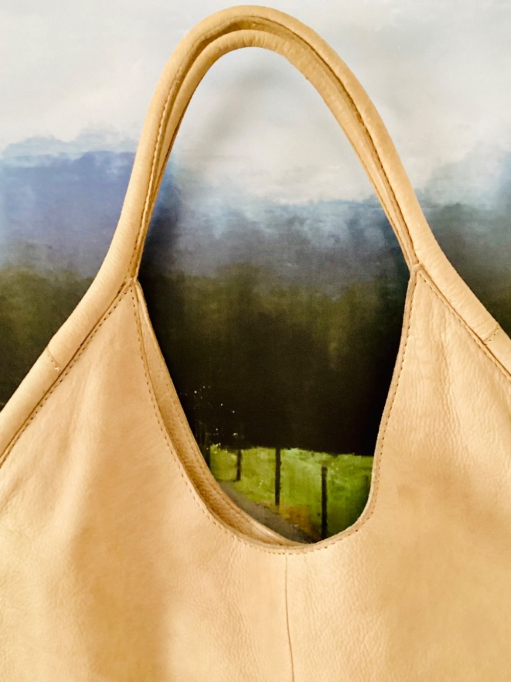 Anthropologie Isa Tote Bag Large Tan Soft Leather Shoulder hobo Purse - Picture 5 of 16
